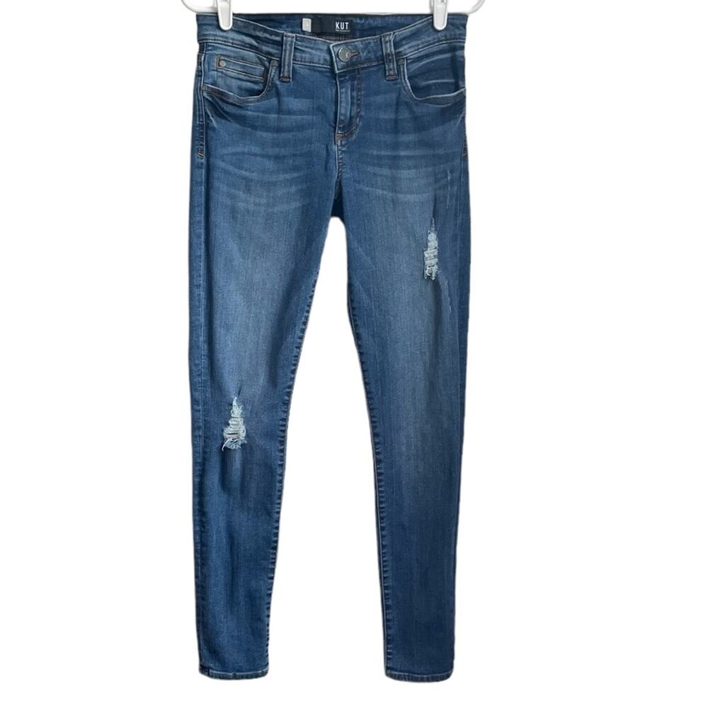 Women's KUT From The Kloth Mia Toothpick Skinny Distressed Denim‎ Ripped Jean 6